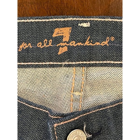 7 For All Mankind Blue Medium Wash Crop Flynt Wide Leg Jeans Size 32 - Picture 6 of 10